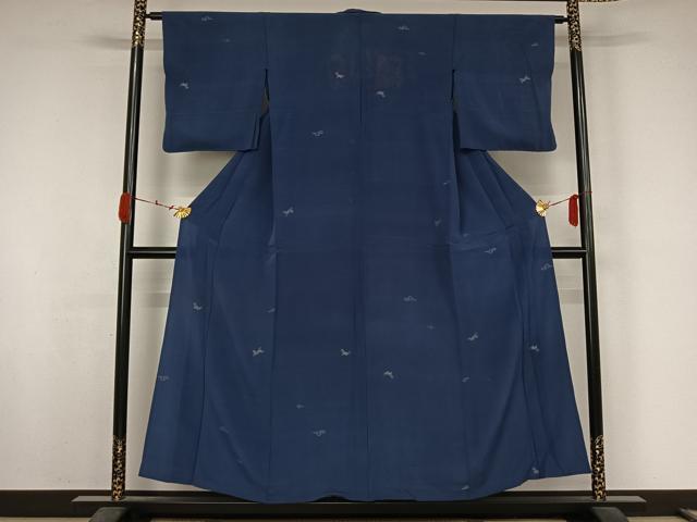 平和屋着物▽上質な小紋　単衣　寿光織　鳥獣文　金糸　正絹　逸品　AABK2036jh