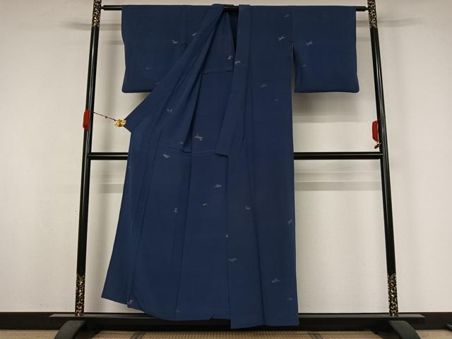 平和屋着物▽上質な小紋　単衣　寿光織　鳥獣文　金糸　正絹　逸品　AABK2036jh