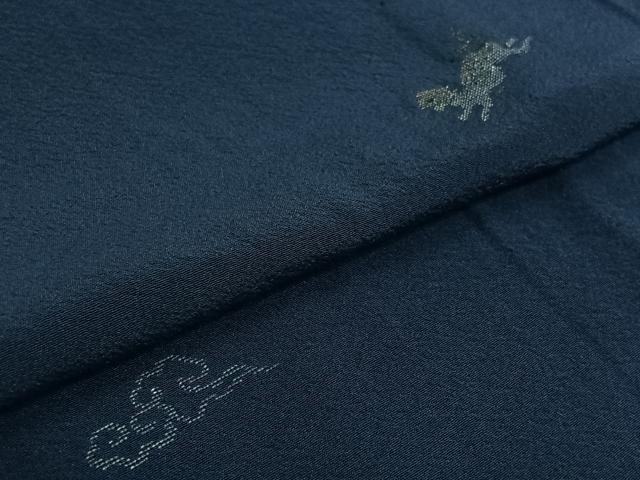 平和屋着物▽上質な小紋　単衣　寿光織　鳥獣文　金糸　正絹　逸品　AABK2036jh