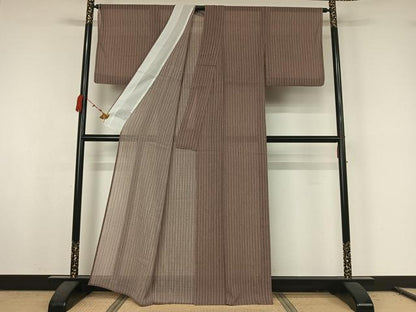 平和屋着物＊夏物　小紋　縞　洗える着物　AABK2044jh