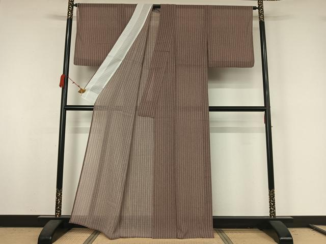 平和屋着物＊夏物　小紋　縞　洗える着物　AABK2044jh
