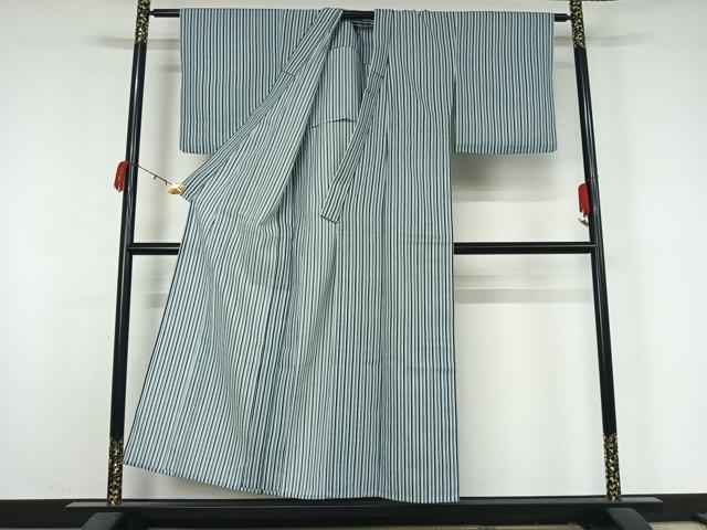 平和屋着物▽小紋　単衣　縞　洗える着物　AABK2047jh