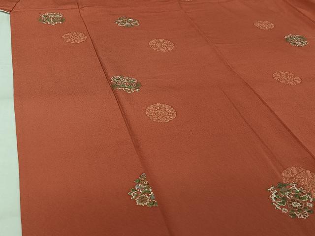 平和屋着物▽上質な小紋　単衣　草花文　金彩　正絹　逸品　AABK2048jh