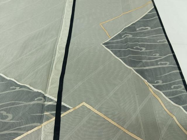 平和屋着物▽訪問着　無双　紗袷　紗×紗　立波文　金彩　正絹　逸品　AABK2051jh
