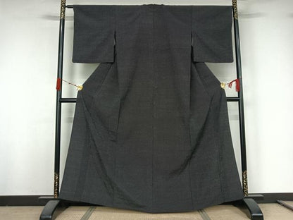 平和屋着物▽本塩沢　単衣　蚊絣　正絹　逸品　AABK2052jh