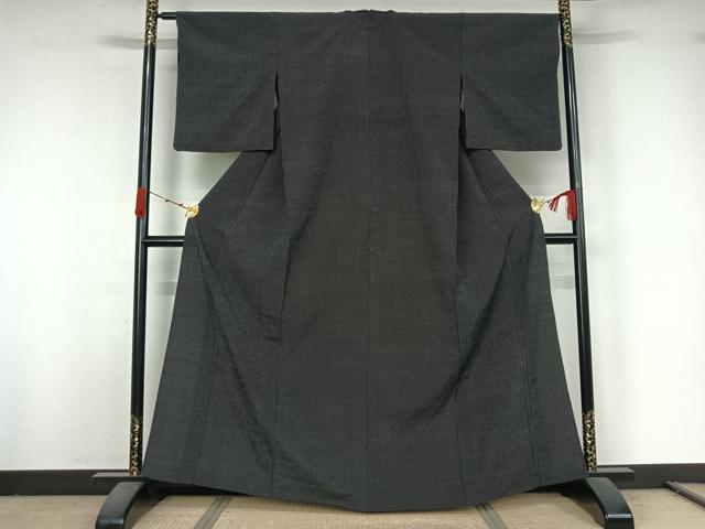 平和屋着物▽本塩沢　単衣　蚊絣　正絹　逸品　AABK2052jh