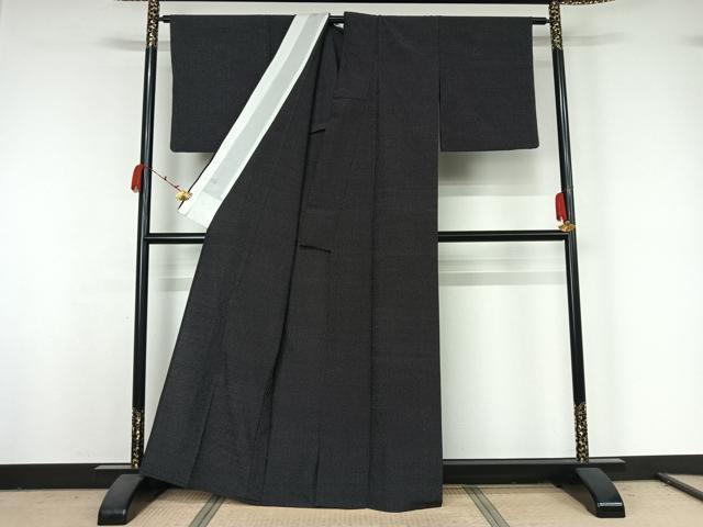 平和屋着物▽本塩沢　単衣　蚊絣　正絹　逸品　AABK2052jh