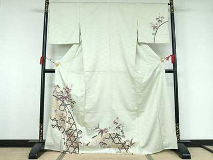 平和屋着物▽訪問着　単衣　松竹梅　洗える着物　AABK2053jh