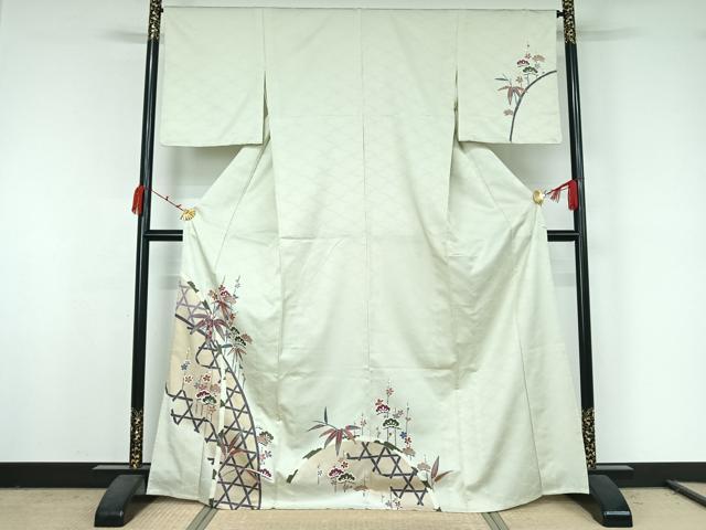 平和屋着物▽訪問着　単衣　松竹梅　洗える着物　AABK2053jh