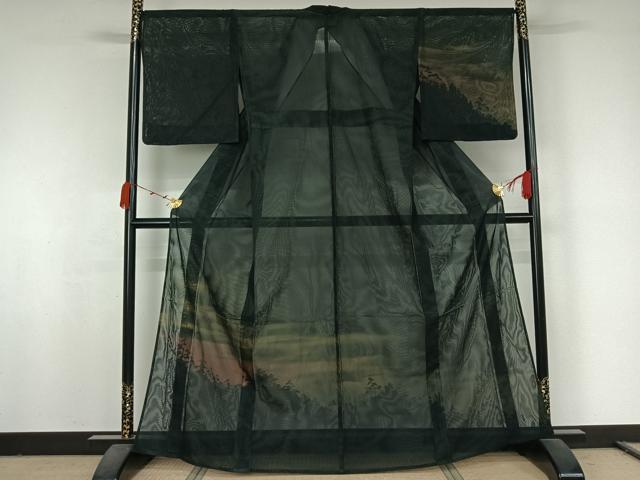 平和屋着物▽訪問着　無双　紗袷　紗×紗　風景文　暈し染め　正絹　逸品　未使用　AABK2055jh