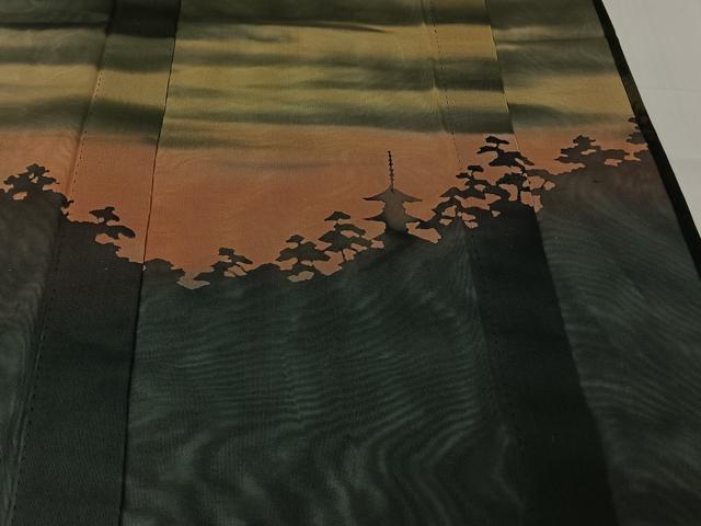 平和屋着物▽訪問着　無双　紗袷　紗×紗　風景文　暈し染め　正絹　逸品　未使用　AABK2055jh