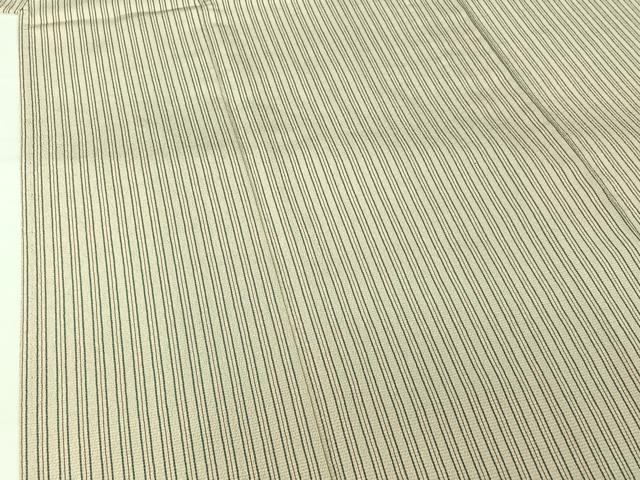 平和屋着物▽本塩沢　単衣　縞　正絹　逸品　AABK2058jh
