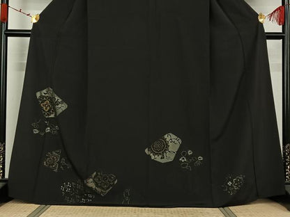 平和屋着物▽色留訪問着　単衣　駒刺繍　正倉院花文　金彩　正絹　逸品　AABK2059jh
