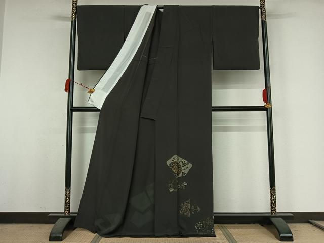 平和屋着物▽色留訪問着　単衣　駒刺繍　正倉院花文　金彩　正絹　逸品　AABK2059jh