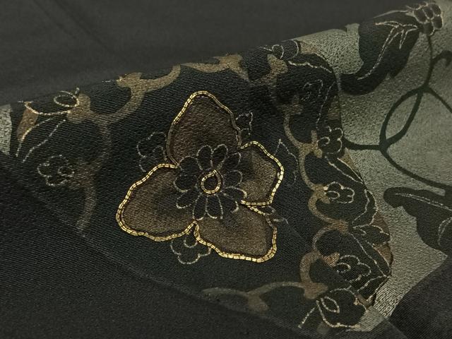 平和屋着物▽色留訪問着　単衣　駒刺繍　正倉院花文　金彩　正絹　逸品　AABK2059jh