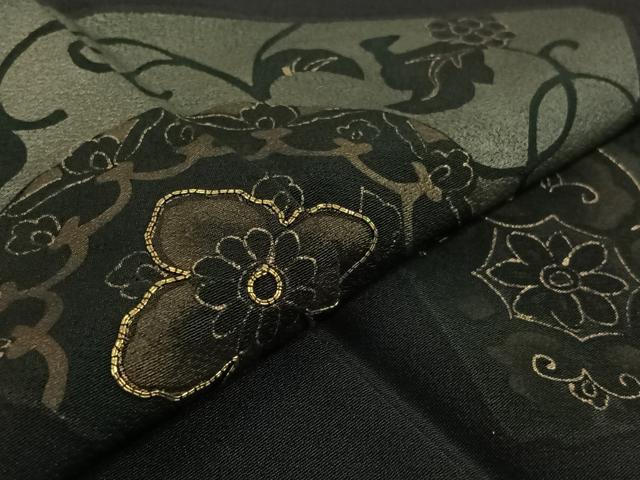 平和屋着物▽色留訪問着　単衣　駒刺繍　正倉院花文　金彩　正絹　逸品　AABK2059jh