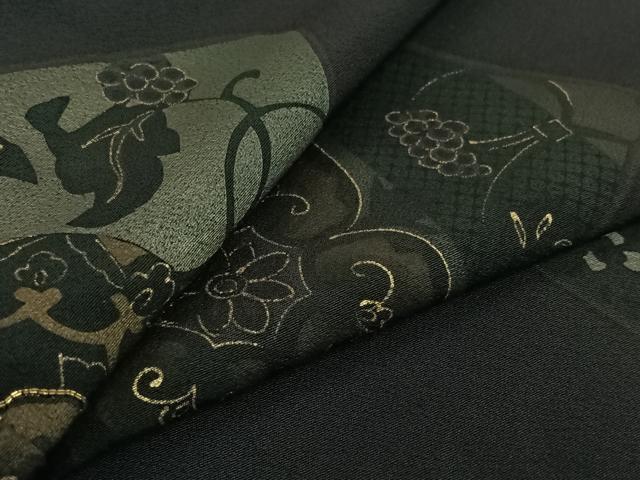 平和屋着物▽色留訪問着　単衣　駒刺繍　正倉院花文　金彩　正絹　逸品　AABK2059jh