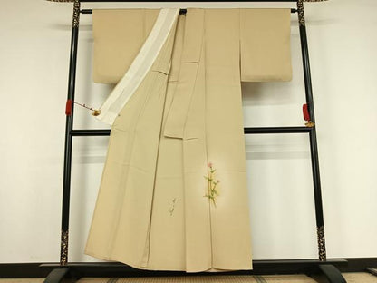 平和屋着物▽訪問着　単衣　手描き　草花文　暈し染め　ゑり善扱い　正絹　逸品　AABK2061jh