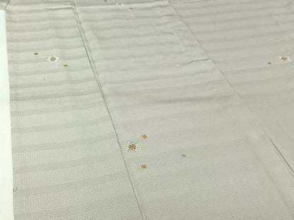 平和屋着物▽上質な小紋　単衣　総刺繍　雪花文　金銀糸　正絹　逸品　AABK2064jh