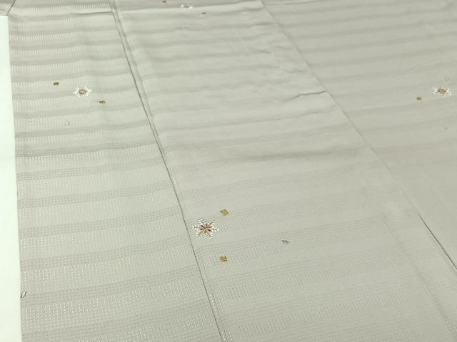 平和屋着物▽上質な小紋　単衣　総刺繍　雪花文　金銀糸　正絹　逸品　AABK2064jh