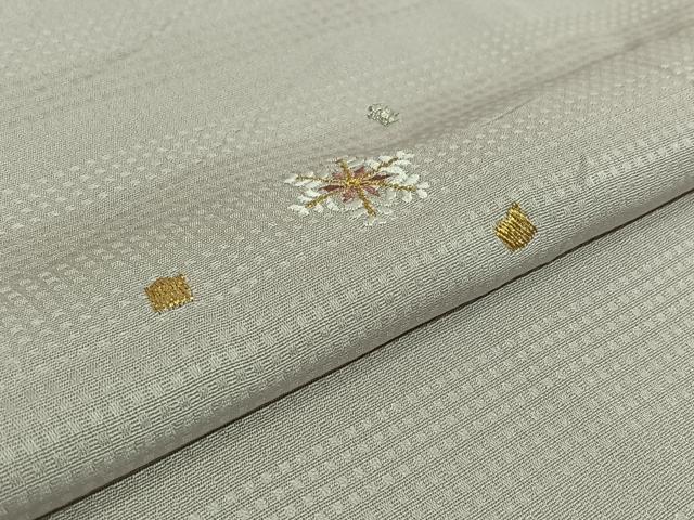 平和屋着物▽上質な小紋　単衣　総刺繍　雪花文　金銀糸　正絹　逸品　AABK2064jh