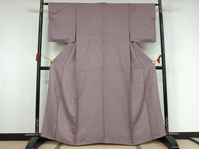 平和屋着物▽上質な色無地　単衣　花尽くし地紋　紅藤色　正絹　逸品　未使用　AABK2065jh