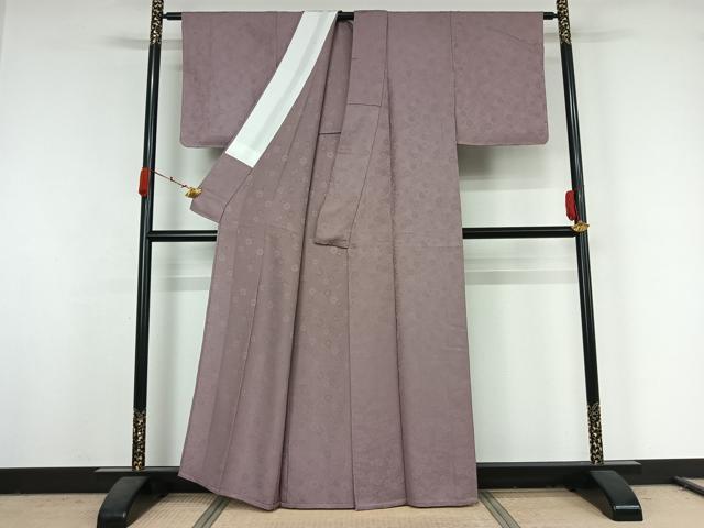 平和屋着物▽上質な色無地　単衣　花尽くし地紋　紅藤色　正絹　逸品　未使用　AABK2065jh