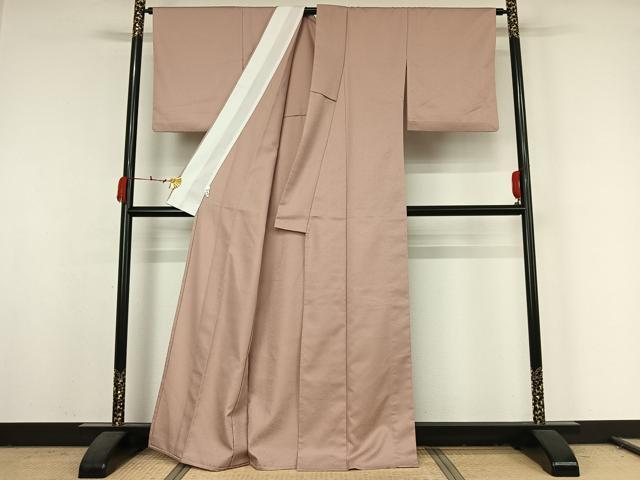 平和屋着物▽東京友禅　熊谷好博子監修　色無地　単衣　灰桜色　さんび謹製　洗える着物　AABK2067jh
