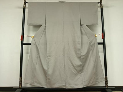 平和屋着物▽東京友禅　熊谷好博子監修　色無地　単衣　灰白色　さんび謹製　洗える着物　AABK2068jh