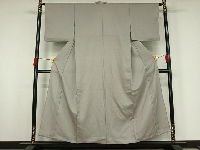 平和屋着物▽東京友禅　熊谷好博子監修　色無地　単衣　灰白色　さんび謹製　洗える着物　AABK2068jh