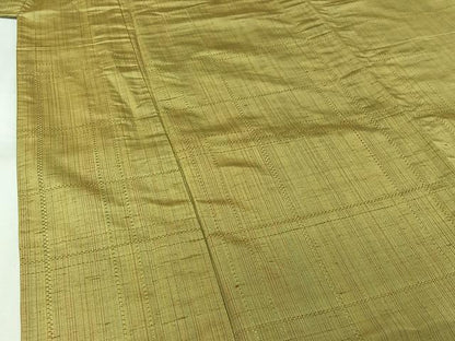 平和屋着物▽上質な紬　単衣　花織　縞　正絹　逸品　AABK2070jh