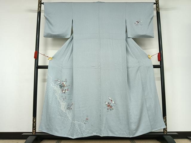 平和屋着物▽訪問着　単衣　風景花籬文　金彩　正絹　逸品　AABK2073jh