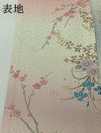 平和屋着物▽上質な小紋　単衣　流水花文　暈し染め　金彩　正絹　逸品　AABK2074jh