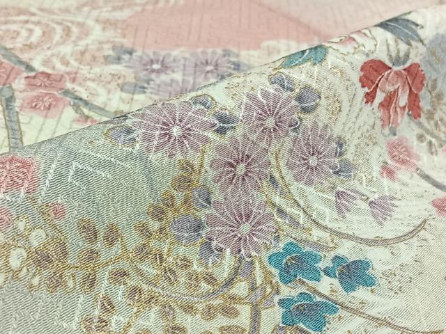 平和屋着物▽上質な小紋　単衣　流水花文　暈し染め　金彩　正絹　逸品　AABK2074jh