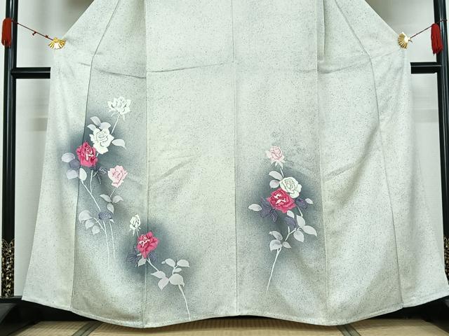 平和屋着物▽訪問着　単衣　草花文　暈し染め　正絹　逸品　AABK2075jh