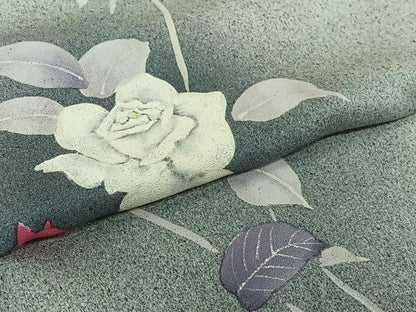 平和屋着物▽訪問着　単衣　草花文　暈し染め　正絹　逸品　AABK2075jh