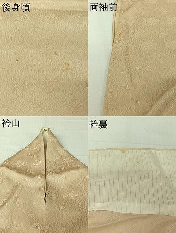 平和屋着物▽訪問着　単衣　刺繍　草花文　金彩　正絹　逸品　AABK2076jh