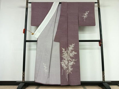 平和屋着物▽訪問着　江戸小紋　単衣　笹竹文　鮫小紋柄　正絹　逸品　AABK2077jh
