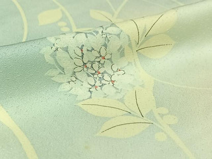 平和屋着物▽上質な小紋　単衣　草花文　暈し染め　正絹　逸品　AABK2079jh