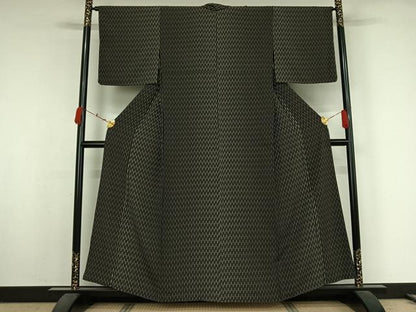平和屋着物▽上質な小紋　単衣　幾何学文様　正絹　逸品　AABK2080jh