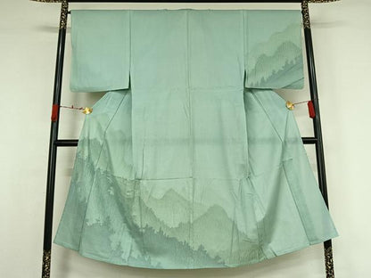 平和屋着物▽男性　訪問着　無双　紗袷　紗×紗　風景文　正絹　逸品　AABK2081jh