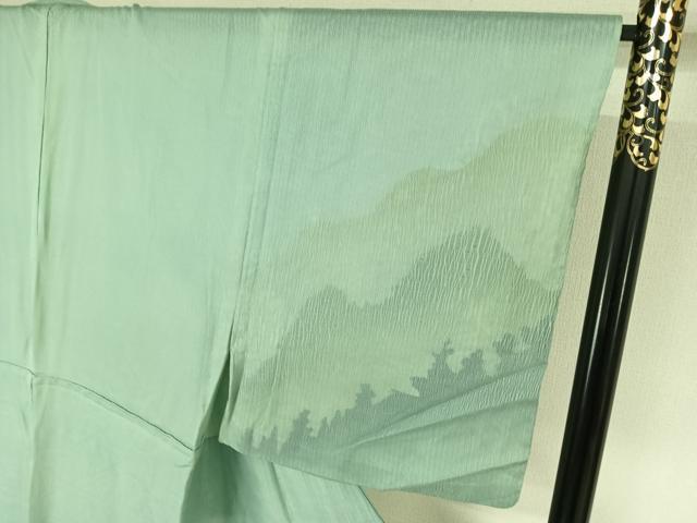 平和屋着物▽男性　訪問着　無双　紗袷　紗×紗　風景文　正絹　逸品　AABK2081jh
