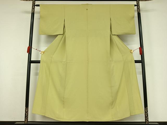 平和屋着物▽上質な色無地　単衣　若菜色　正絹　逸品　AABK2082jh