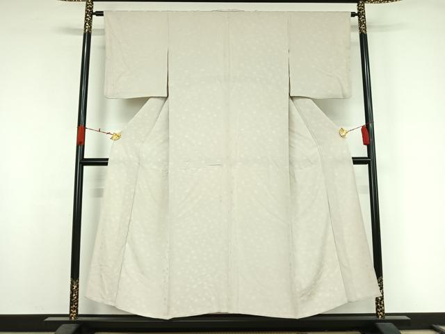 平和屋着物▽上質な色無地　単衣　草花地紋　練色　正絹　逸品　AABK2084jh