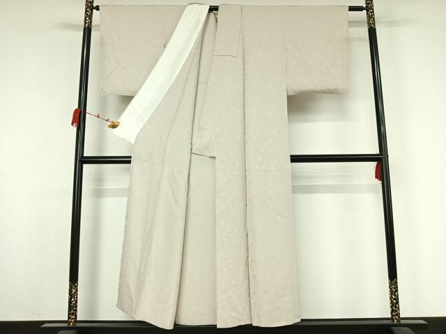 平和屋着物▽上質な色無地　単衣　草花地紋　練色　正絹　逸品　AABK2084jh