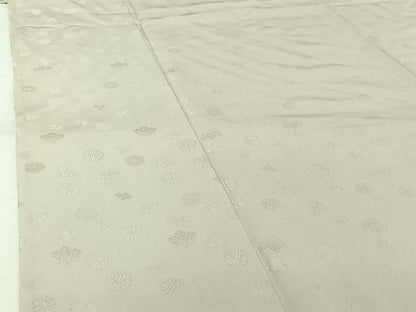 平和屋着物▽上質な色無地　単衣　草花地紋　練色　正絹　逸品　AABK2084jh