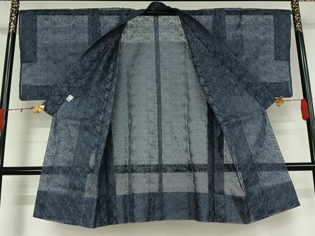 平和屋着物▽道中着　スリーシーズン　春夏秋　塵除け　草花文　ロング丈　正絹　逸品　AABK2085jh