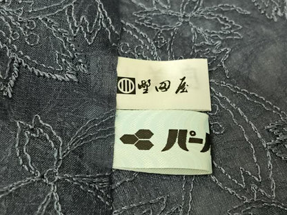 平和屋着物▽道中着　スリーシーズン　春夏秋　塵除け　草花文　ロング丈　正絹　逸品　AABK2085jh