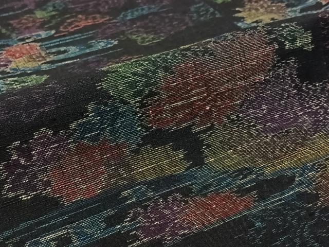 平和屋着物▽上質な紬　単衣　流水花文　正絹　逸品　AABK2088jh
