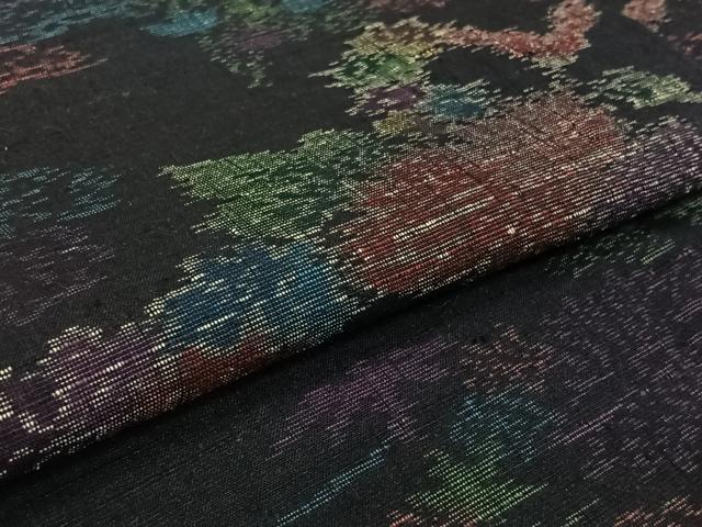 平和屋着物▽上質な紬　単衣　流水花文　正絹　逸品　AABK2088jh